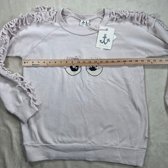 Noe &Zoe Berlin Size Small Rose Pink Eyelash Mini Me Oversized Fringe Sweatshirt - Picture 9 of 9